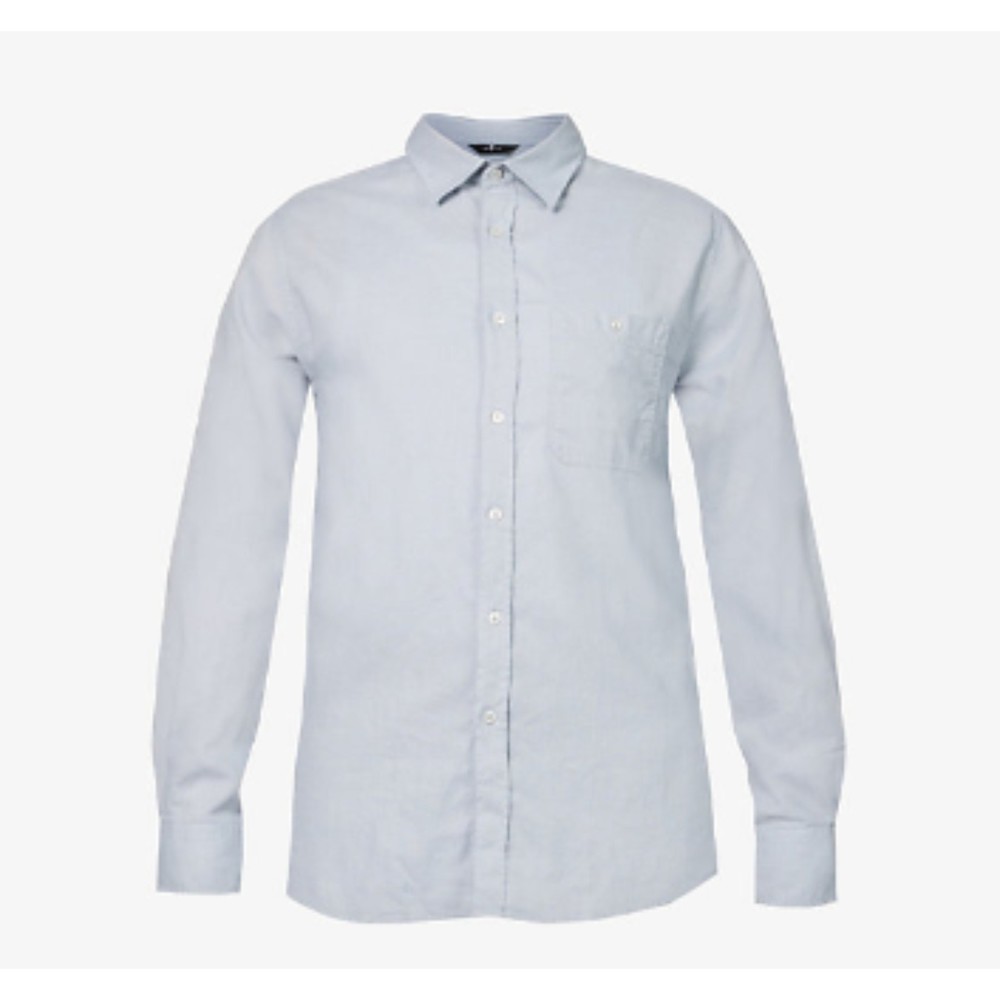 7 For All Mankind Men’s Light Blue Cotton & Linen Long Sleeve Button up Shirt XL